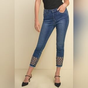 Joseph Ribkoff Diamond Cut Out Cropped Jeans  Size 12